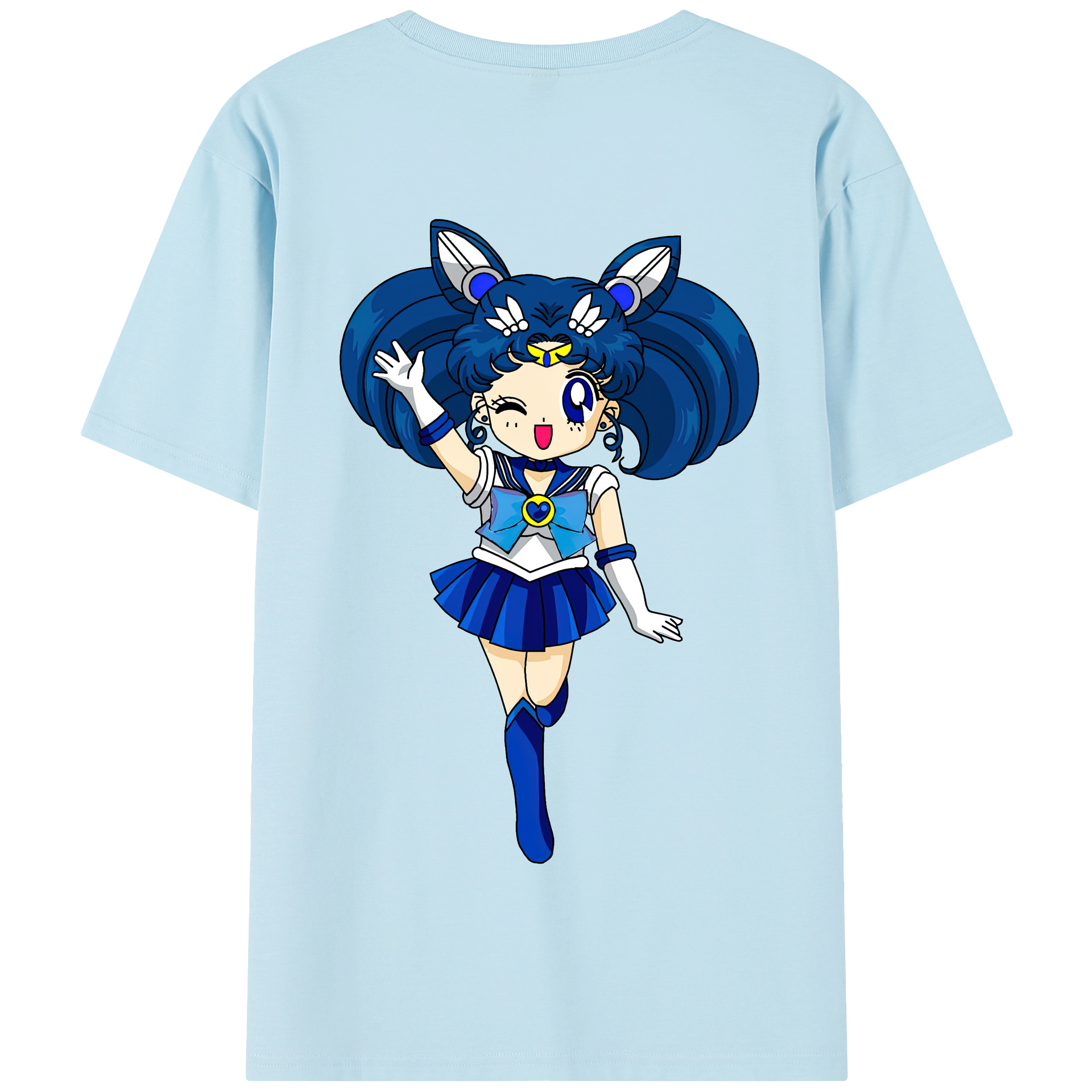 （画像用） 美少女戦士セーラームーン 水野 亜美 みずの あみ Sailor Moon Mizuno Ami 綿100％半袖Tシャツ（背面プリント）